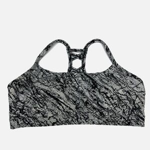 All In Motion Marbled Black Gray White Print Sports Bra XL High Support Active